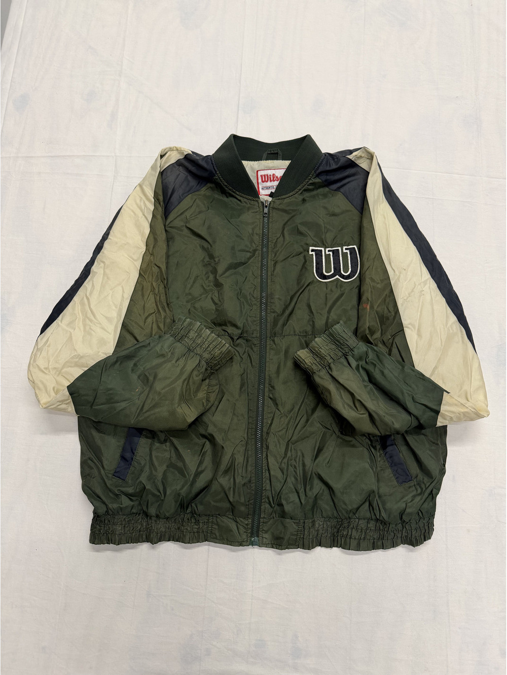 Wilson Vintage Olive Green and Beige Windbreaker Jacket XL
